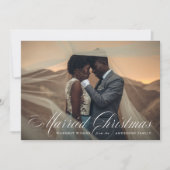 Noël marié | Carte photo de vacances bleu (Devant)