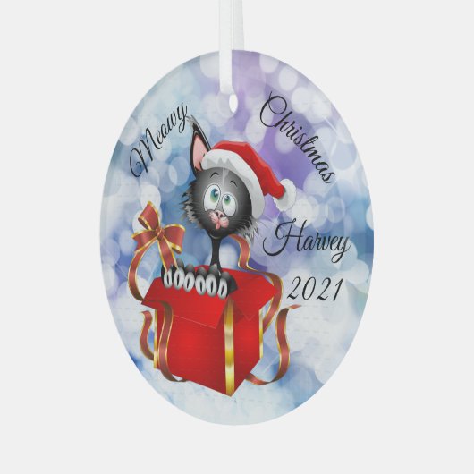 Noël Meowy Ornement de Chat Personnalisé (Avant gauche)