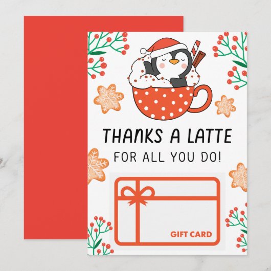 Noël Merci à un détenteur de carte cadeau Latte (Devant / Derrière)