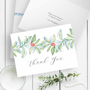 Noël Merci Cartes Aquarelle Verdure