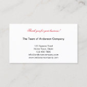 Noël Merci de bureau de Noël Carte de visite (Dos)