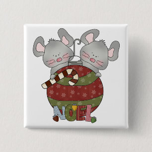 Noel Mice Vakantie T-shirts en Cadeaus Vierkante Button 5,1 Cm