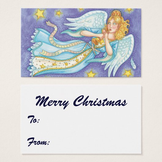 Noël mignon, Angel Musicien Jouant Sa Corne (Devant & derrière)