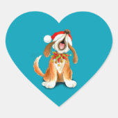 Noël mignon chien chanteur autocollants bleu chien (Devant)