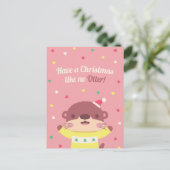 Noël mignon Comme Pas De Pun D'Otter Carte de voeu (Debout devant)