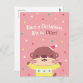 Noël mignon Comme Pas De Pun D'Otter Carte de voeu (Devant / Derrière)