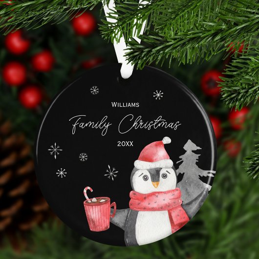 Noël mignon Penguin avec nom de famille et année