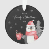 Noël mignon Penguin avec nom de famille et année (devant)