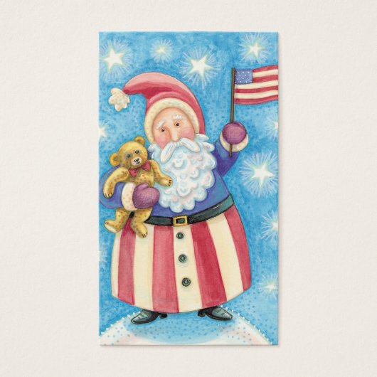 Noël mignon, Père Noël patriotique avec drapeau (Devant)