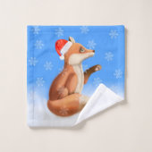Noël mignon Red Fox hiver neige cadeau (Gant de toilette)