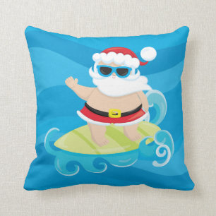 Noël mignon Surf Père Noël Beach House coussin