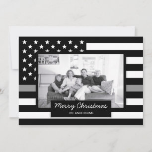 Noël mince Gris Line Carte photo du drapeau améric