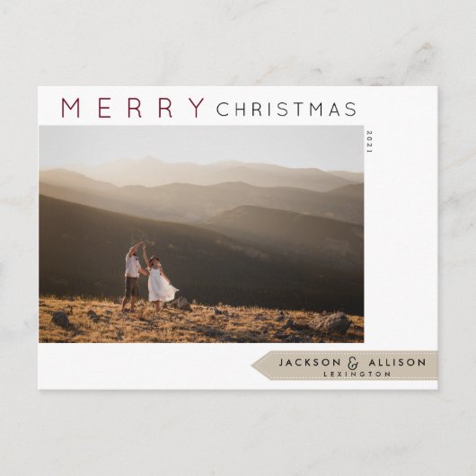 Noël minimal | Arbre à pins et Carte photo (Devant)