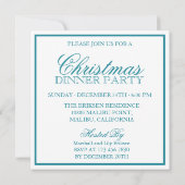 Noël minimaliste blanc et Turquoise | Invitation (Dos)