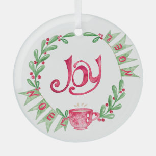 Noel Mistletoe Wreath in Waterverven Glas Ornament