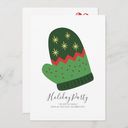 Noël Mitten Fête Invitation (Devant / Derrière)