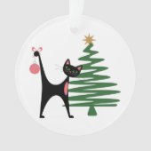 Noël Moderne du Milieu du Siècle 1950 Chat Atomiqu (devant)