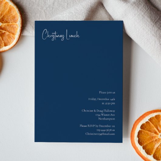 Noël moderne | Invitation à déjeuner bleu