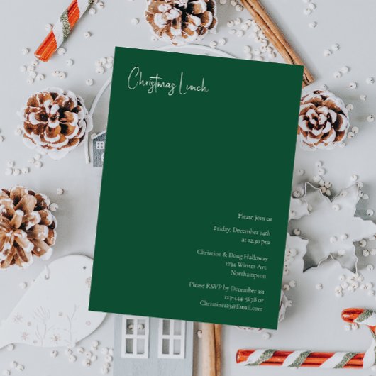 Noël moderne | Invitation à déjeuner vert