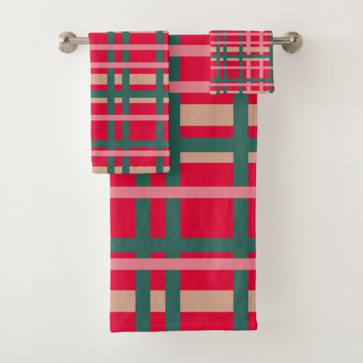 Noël moderne Plaid brillant Rouge Vert Lignes (En situation)
