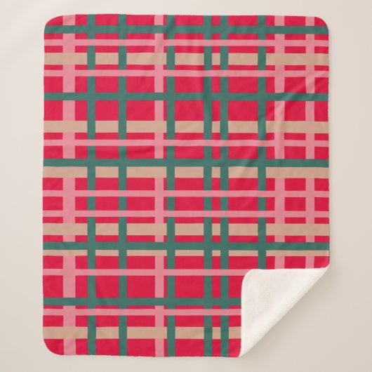 Noël moderne Plaid brillant Rouge Vert Lignes (Devant)