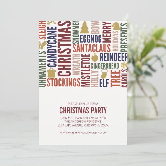 Noël Mots Fête Invitation (Debout devant)