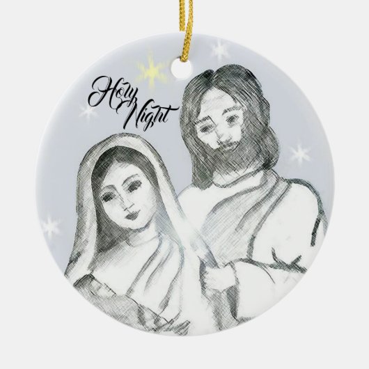 Noël Nativité Saint Nuit Ornement en céramique (Devant)