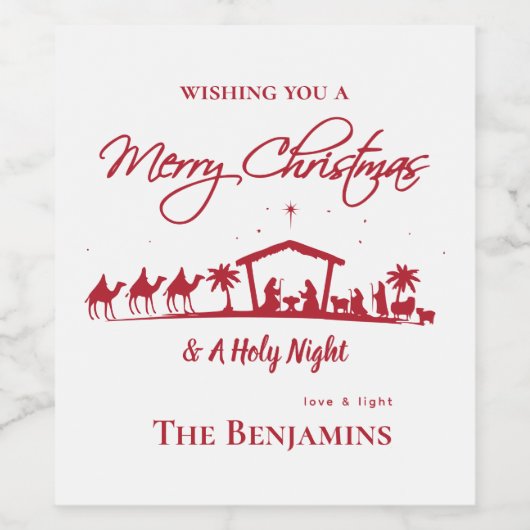 Noël Nativité Thème Vin Étiquette (Étiquettes simples)