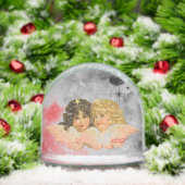 NOËL NEIGE GLOBE ANGE VINTAGE ET ROSE ROUGE (Noël)