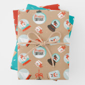 Noël Neige Globes Cadeaux Enveloppement Papier Set (En situation)