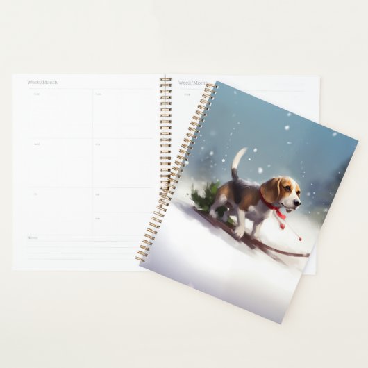Noël neige hiver Beagle (Devant avec enveloppe)