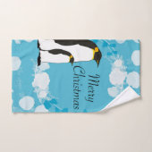 noël, noël, manchot, fleurs (Serviette à main)