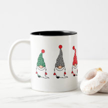 Noël Nordique Gnomes Rouge VERT Gris Café Mug