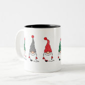 Noël Nordique Gnomes Rouge VERT Gris Café Mug (Devant gauche)