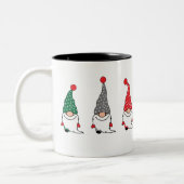 Noël Nordique Gnomes Rouge VERT Gris Café Mug (Gauche)