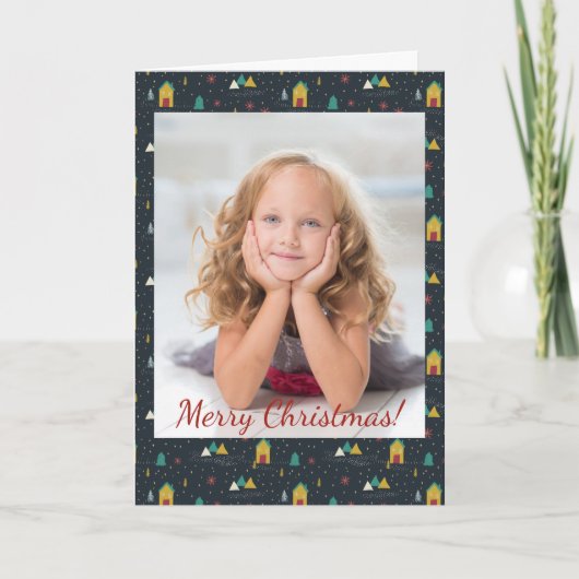 Noël Nuit d'hiver Neige Automne Maisons Photo (Devant)