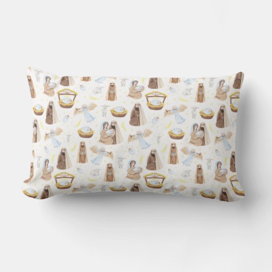 Noël Nuit Sainte Lumbar Coussin religieux (Recto)
