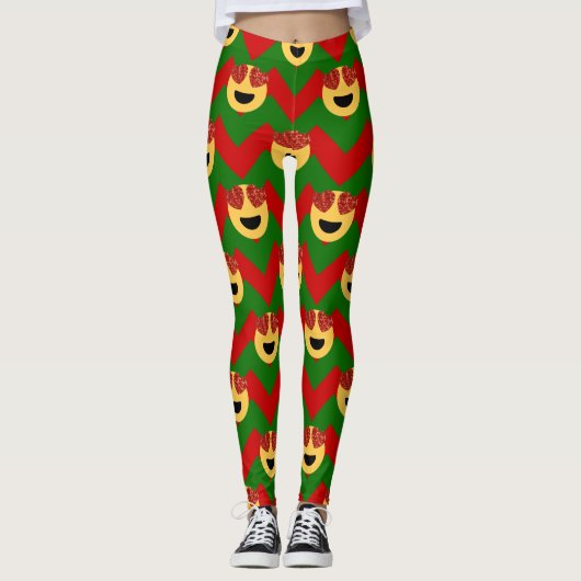 noël oeil de coeur émoji xmas leggings (Devant)