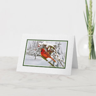 Noël, Oiseau cardinal, Neige, Carte