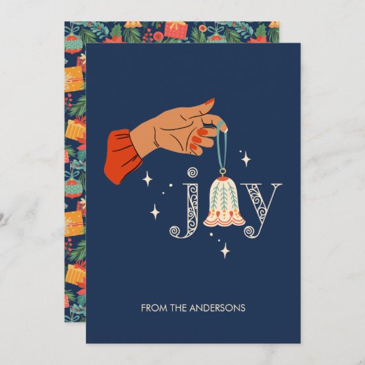 Noël Ornament Joie Carte de vacances (Devant / Derrière)