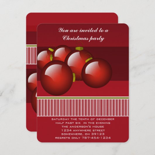 Noël Ornements Noël Fête Invitation (Devant / Derrière)