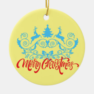 Noël, ornements rennes jumeaux 19 L Jaune BG