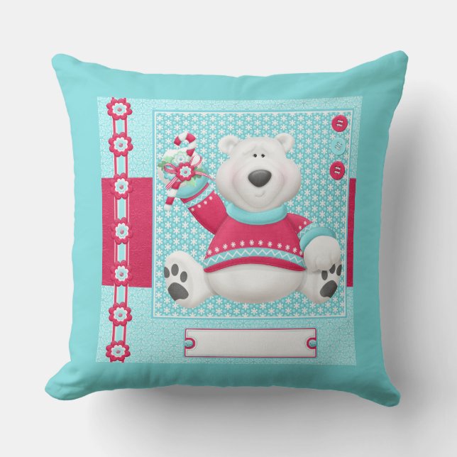 Noël Ours polaire de Noël Coussin décoratif (Recto)
