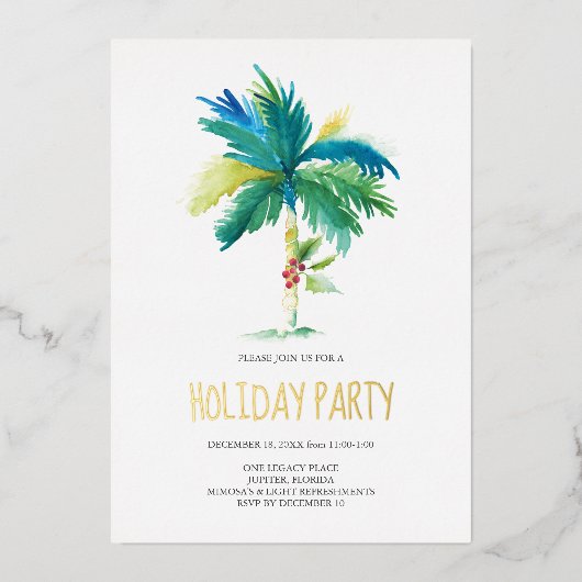 Noël Palm Tree Fête Invitation (Recto)