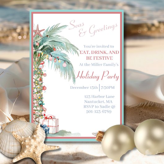 Noël Palm Tree Fête Invitation