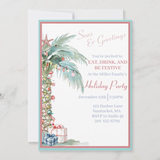 Noël Palm Tree Fête Invitation (Devant)