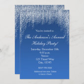 Noël Parties scintillant Bleue Élégante Invitation (Devant / Derrière)