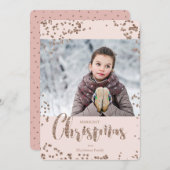 Noël | Parties scintillant or Rose | CARTE PHOTO (Devant / Derrière)