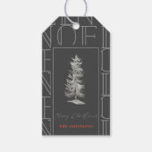 NOEL Pattern kerstboom donkergrijze cadeautjes Lab Cadeaulabel (Voorkant)