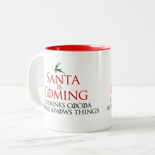 Noël | Père Noël arrive | Drôle Mug (Devant gauche)